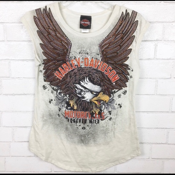NWT Harley Davidson embellished cap sleeved tank - Picture 1 of 6